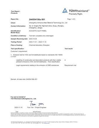 Formaldehyde & VOC supplied document cover thumbnail